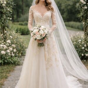 Illusion neckline custom wedding gown